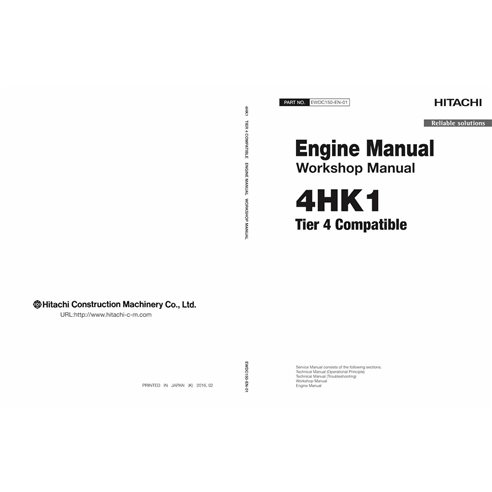 Manuel d'atelier pdf du moteur Hitachi 4HK1 Tier 4 - Hitachi manuels - HITACHI-EWDC150-EN