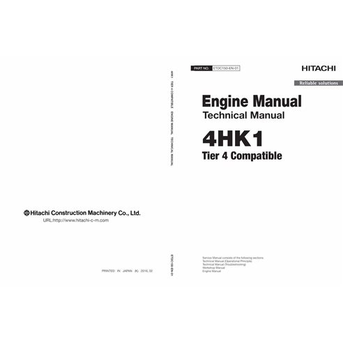 Manuel technique pdf du moteur Hitachi 4HK1 Tier 4 - Hitachi manuels - HITACHI-ETDC150-EN