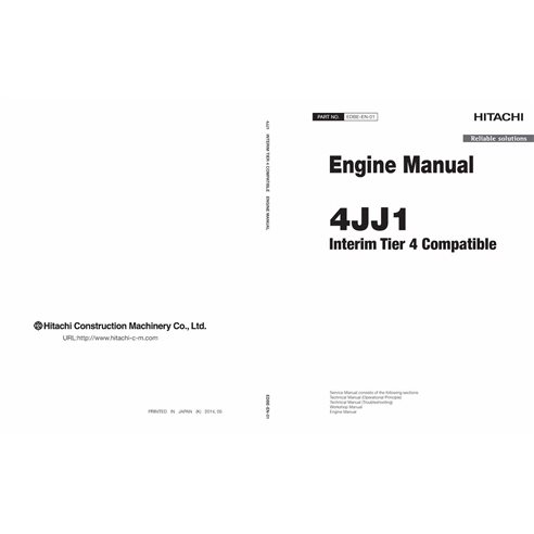 Manuel d'atelier pdf du moteur Hitachi 4JJ1 Interim Tier 4 - Hitachi manuels - HITACHI-EDBE-EN