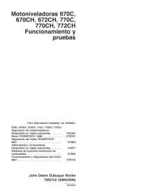 John Deere 670C, 670CH, 672CH, 770C, 770CH, 772CH niveleuse pdf fonctionnement et test manuel technique ES - John Deere manue...