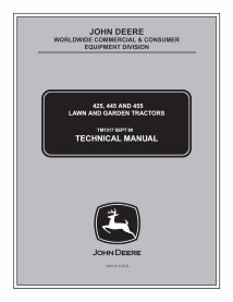 John Deere 425, 445, 455 lawn tractor pdf technical manual  - John Deere manuals - JD-TM1517-EN