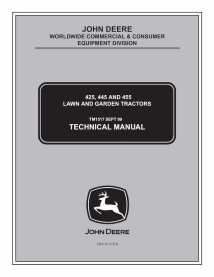 TM1517 John Deere 425, 445, 455 lawn tractor technical manual (TM1517)