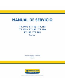 New Holland T7.140, T7.150, T7.165, T7.175, T7.180, T7.190, T7.195, T7.205 tracteur pdf manuel d'entretien ES - Nouvelle-Holl...