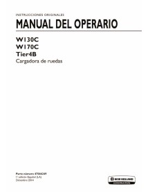 Carregadeira de rodas New Holland W130C, W170C Tier4B pdf manual do operador ES - Construção New Holland manuais - NH-4756624...