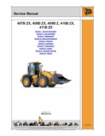 Jcb 407B ZX - 408B ZX - 409B Z - 410B ZX - 411B ZX manual de servicio del cargador de ruedas - JCB manuales - JCB-9803-4210