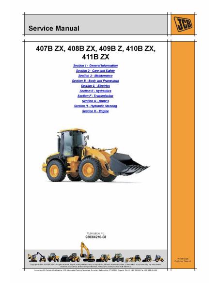JCB-9803-4210 Jcb 407B ZX - 408B ZX - 409B Z - 410B ZX - 411B ZX wheel loader service manual