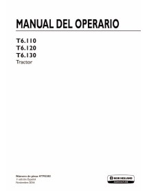 New Holland T6.110, T6.120, T6.130 Tier 3 tracteur pdf manuel d'utilisation ES - Nouvelle-Hollande Agriculture manuels - NH-4...