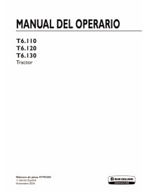 Tractor New Holland T6.110, T6.120, T6.130 Tier 3 pdf manual del operador ES - Agricultura de Nueva Holanda manuales - NH-477...