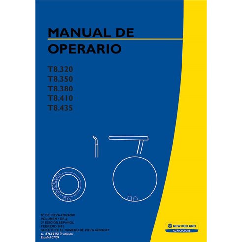New Holland T8.320, T8.350, T8.380, T8.410, T8.435 tractor pdf manual del operador ES - Agricultura de Nueva Holanda manuales...