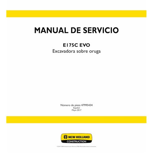 Excavadora de orugas New Holland E175C pdf manual de servicio ES - New Holland Construcción manuales - NH-47995434-ES