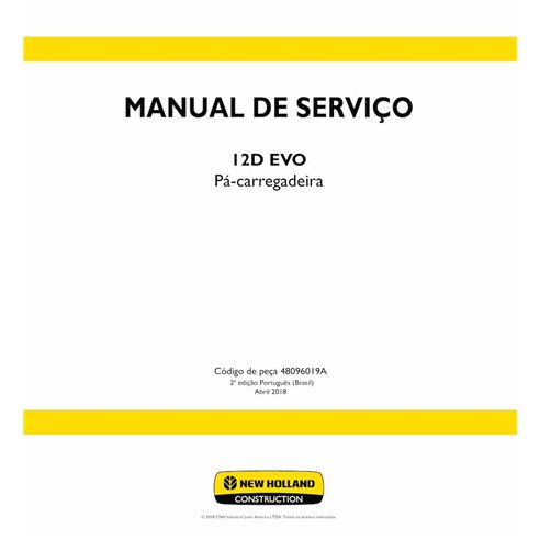 Pá carregadeira de rodas New Holland 12D EVO pdf manual do operador PT - Construção New Holland manuais - NH-48096019A-PT