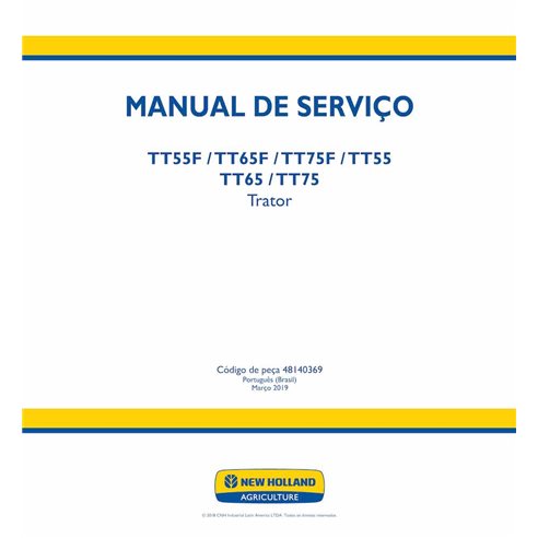 New Holland TT55F, TT65F. TT75F, TT55, TT65, TT7 trator pdf manual de serviço PT - New Holland Agricultura manuais - NH-48140...
