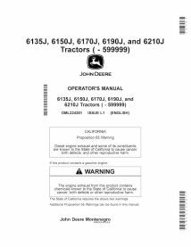 JD-OML224281 Manual del operador del tractor John Deere 6135J, 6150J, 6170J, 6190J, 6210J (OML224281)