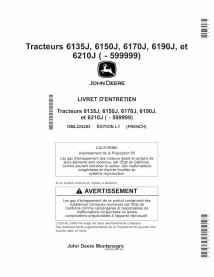 John Deere 6135J, 6150J, 6170J, 6190J, 6210J tracteur manuel d'utilisation pdf FR - John Deere manuels - JD-OML224283-FR