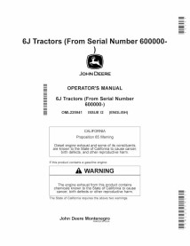 JD-OML225941 Manuel d'utilisation du tracteur John Deere 6135J, 6150J, 6170J, 6190J, 6210J (OML225941)
