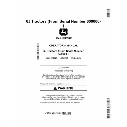 John Deere 6135J, 6150J, 6170J, 6190J, 6210J tractor pdf manual del operador - John Deere manuales - JD-OML225941-EN