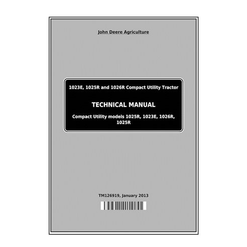 John Deere 1025R, 1023E, 1026R, 1025R trator pdf manual técnico - John Deere manuais - JD-TM126919-EN