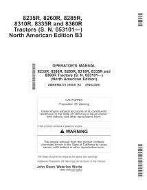 JD-OMRE564172 Manuel d'utilisation du tracteur John Deere 8235R, 8260R, 8285R, 8310R, 8335R et 8360R (OMRE564172)