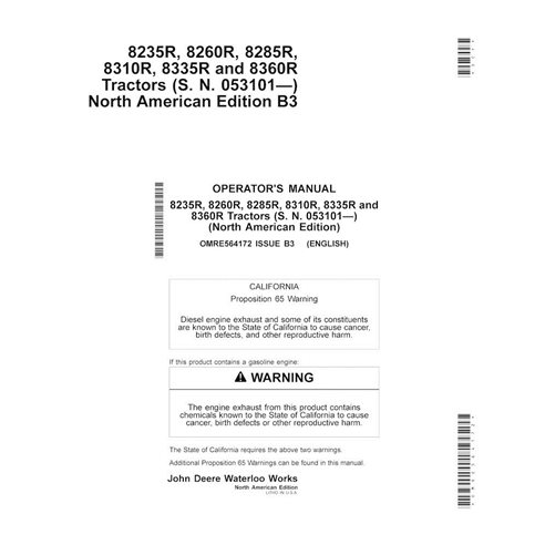 John Deere 8235R, 8260R, 8285R, 8310R, 8335R y 8360R manual del operador del tractor pdf - John Deere manuales - JD-OMRE56417...