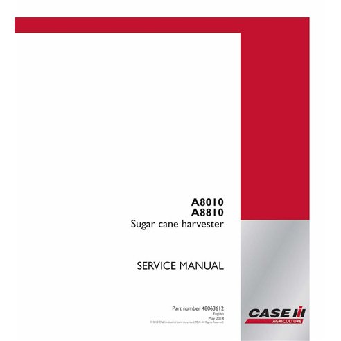 Case IH A8010, A8810 cosechadora de caña de azúcar pdf manual de servicio - Caso IH manuales - CASE-48063612-EN