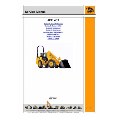 Manuel d'entretien du chargeur sur pneus JCB 403 - JCB manuels - JCB-9803-9490