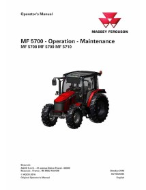 Massey Ferguson MF5708, MF5709, MF5710 Tier 2 avec tracteur à cabine pdf manuel d'utilisation et d'entretien - Massey-Ferguso...