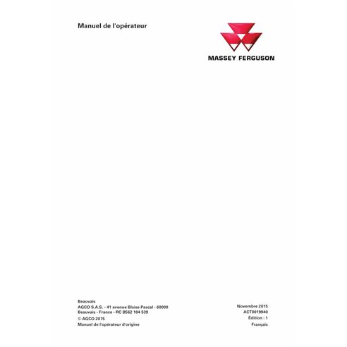 Massey Ferguson MF5708, MF5709, MF5710 Tier 2 tractor pdf operation & maintenance manual FR - Massey Ferguson manuals - MF-AC...