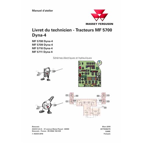 Massey Ferguson MF5708, MF5709, MF5710, MF5711 trator Dyna-4 pdf livro de serviço técnico FR - Massey Ferguson manuais - MF-A...