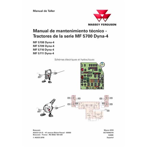 Massey Ferguson MF5708, MF5709, MF5710, MF5711 trator Dyna-4 pdf livro de serviço técnico ES - Massey Ferguson manuais - MF-A...