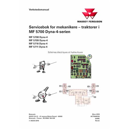 Massey Ferguson MF5708, MF5709, MF5710, MF5711 trator Dyna-4 pdf livro de serviço técnico NO - Massey Ferguson manuais - MF-A...
