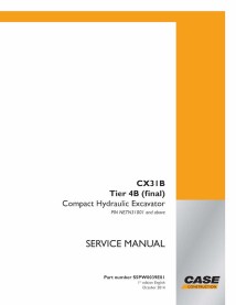 Manual de serviço da escavadeira compacta Case CX31B Tier 4B pdf - Caso manuais - CASE-S5PW0039E01-EN