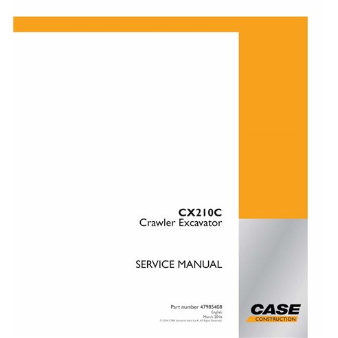 Case CX210C LC Versão Tier 3 LATAM Market escavadeira sobre esteiras pdf manual de serviço - Caso manuais - CASE-47985408-EN