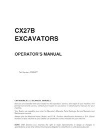 Manual do operador da escavadeira Case CX27B pdf - Caso manuais - CASE-87458477-EN