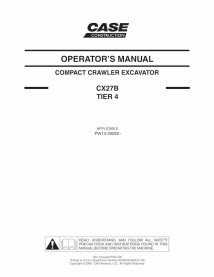 Manual do operador da escavadeira Case CX27B Tier 4 pdf - Caso manuais - CASE-S2PV00033ZE01-EN