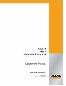 Case CX17B Tier 4 mini excavator pdf operator's manual  - Case manuals - CASE-S2PU00014ZE01-EN