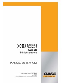 Case CX45B , CX50B Série 2, miniescavadeira CX55B pdf manual do operador ES - Caso manuais - CASE-47574286B-ES