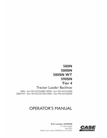 Manual do operador da retroescavadeira Case 580N, 580SN, 590SN Tier 4 - Caso manuais - CASE-47492940-EN