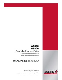 Colheitadeira de cana Case IH A8000, A8800 pdf manual de serviço ES - Caso IH manuais - CASE-47905425-ES