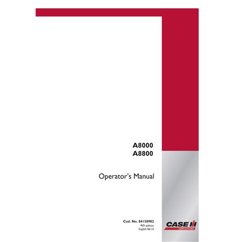 Colheitadeira de cana Case IH A8000, A8800 pdf manual do operador - Caso IH manuais - CASE-84158982-EN