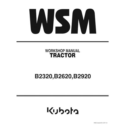 Kubota B2320, B2620, B2920 tractor pdf workshop manual  - Kubota manuals - KUBOTA-9Y111-01172-EN