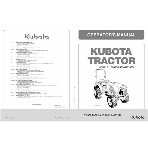 Kubota B2650, B3350, B3350SU manuel d'utilisation du tracteur pdf - Kubota manuels - KUBOTA-6C410-6311-8-EN