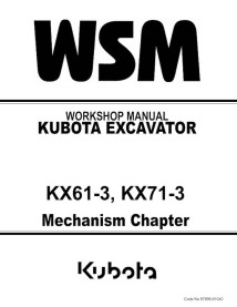 Kubota KX61-3, KX71-3 pelle manuel d'atelier pdf - Kubota manuels - KUBOTA-97899-61040-EN