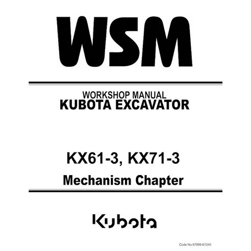 KUBOTA-97899-61040 Kubota KX61-3, KX71-3 excavadora pdf manual de taller