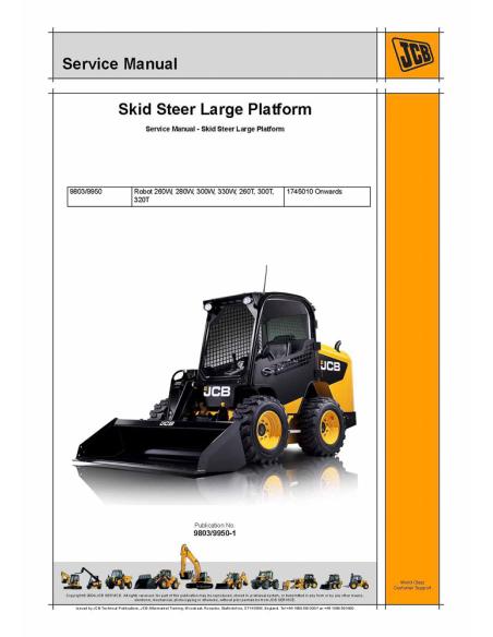 JCB-9803-9950 Manual de servicio del cargador deslizante Jcb Robot 260W, 280W, 300W, 330W, 260T, 300T, 320T