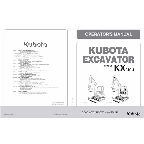 KUBOTA-RD158-8121-7 Kubota KX040-4 excavadora pdf manual del operador