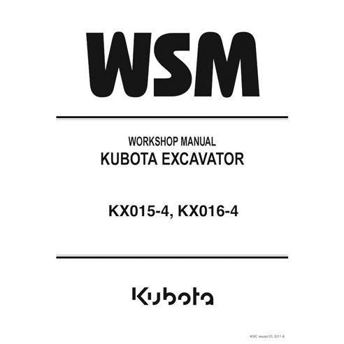 Kubota KX015-4, KX016-4 escavadeira pdf manual de oficina - Kubota manuais - KUBOTA-9Y111-00581-EN