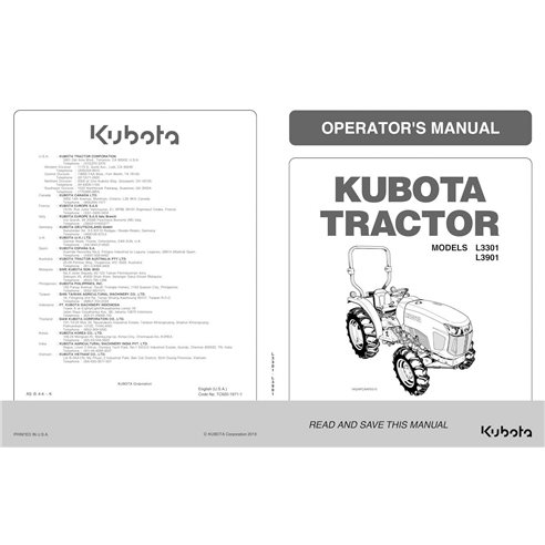 Kubota L3301, L3901, L4701 tractor pdf operator's manual  - Kubota manuals - KUBOTA-TC620-1971-1-EN