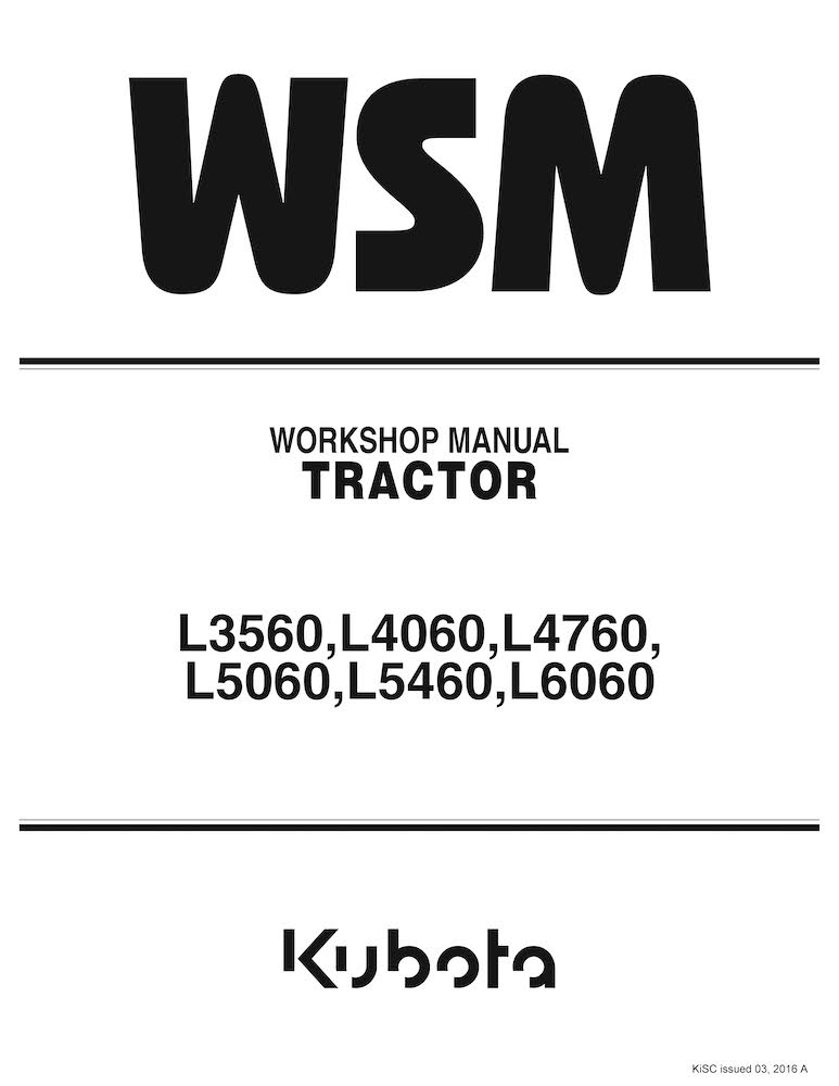 Kubota L3560, L4060, L4760, L5060, L5460, L6060 Tractor Manual De ...