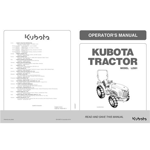 Manuel d'utilisation du tracteur Kubota L2501 pdf. - Kubota manuels - KUBOTA-TC550-1971-1-EN