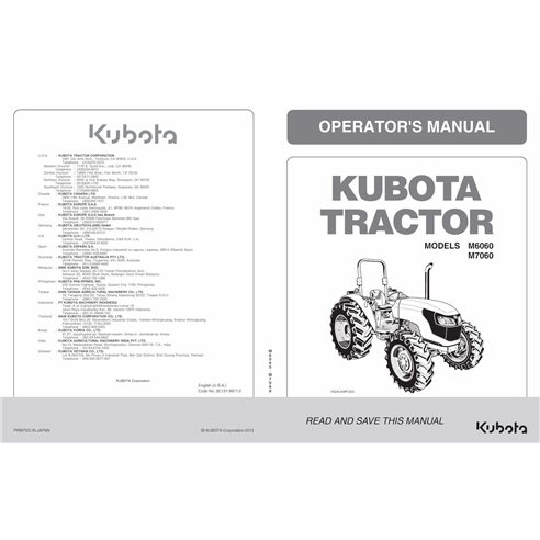 Kubota M6060, M7060 tractor pdf manual del operador - Kubota manuales - KUBOTA-3C131-9971-2-EN